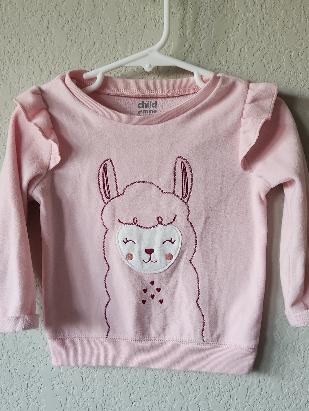 Carter's Pink Llama Ruffle Shoulder Sweatshirt